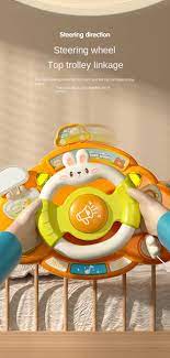 Baby Toy Electric Simulate Driving Car Steering Wheel Stroller Driving Cartoon Bunny Early Educational Toys for 0-36M Toddler
